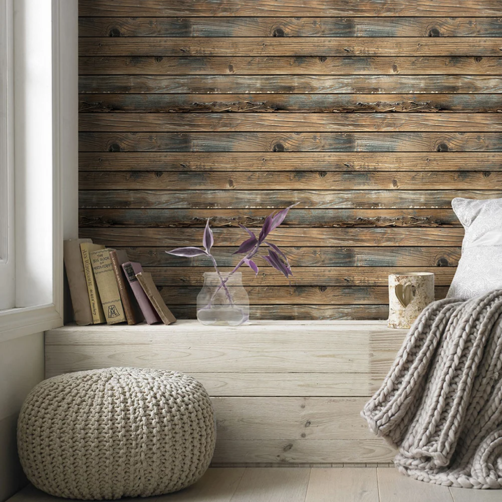 

Fashionable Realistic Durable Waterproof Wood Plank Wallpaper 3D Wood Grain Wood Panel Wallperper