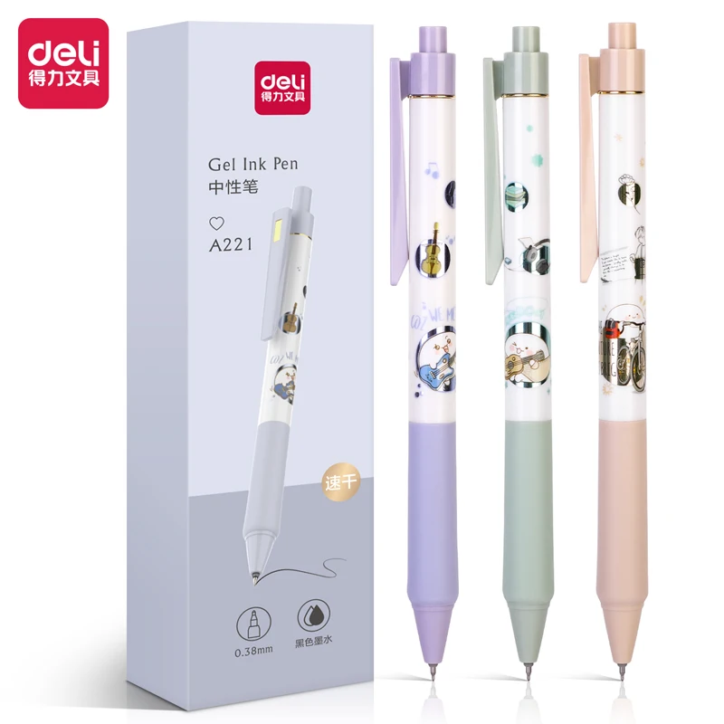 

Deli 3/6/9 Pcs Gel Pen 0.38mm Black Quick Dry Ink Office Study Stationery Special Financial Signature Pen High-Quality Pen