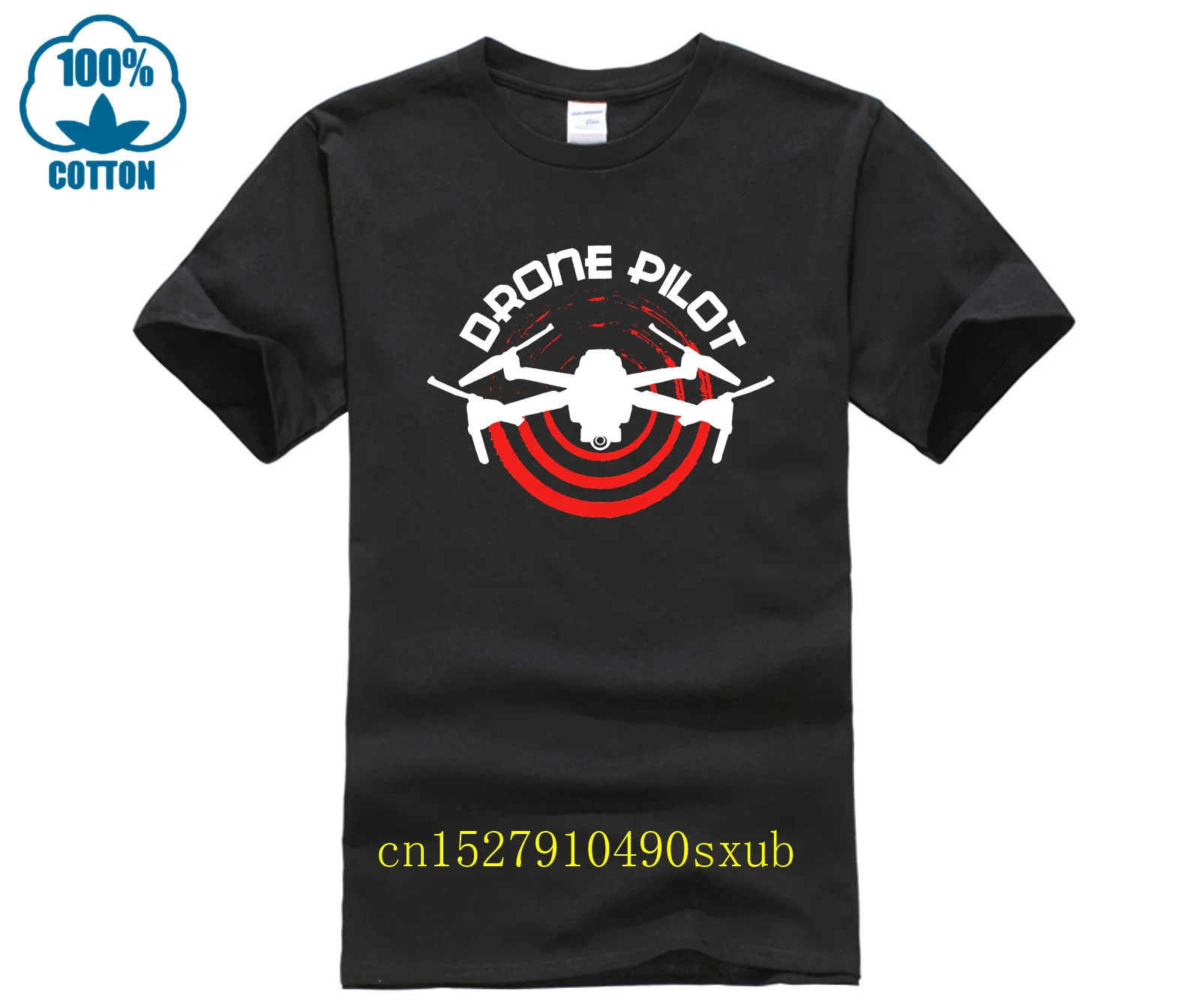 Фото Dji Professional Pilot Drone Red Logo Классическая новейшая черная популярная бейсбольная футболка мужская №1