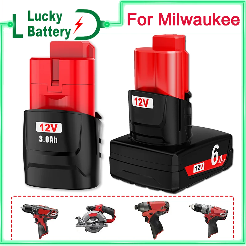 

Аккумулятор для шуруповерта milwaukee m12 12 В XC, 3,0/6,0/2460 Ач 12 В, литий-ионная батарея 48-11-2421 2411 48-11-, Новинка