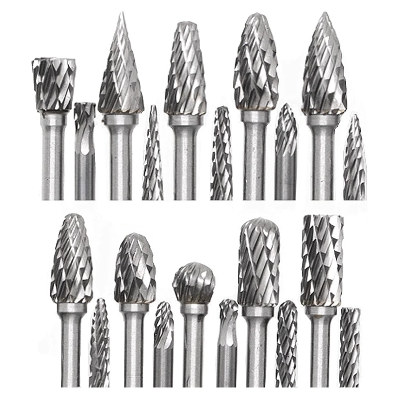 

Carbide Burr Set 20 Pcs 1/8Inch Shank Die Grinder Bits Rotary File Tool Cutting Burrs Wood Carving Accessories