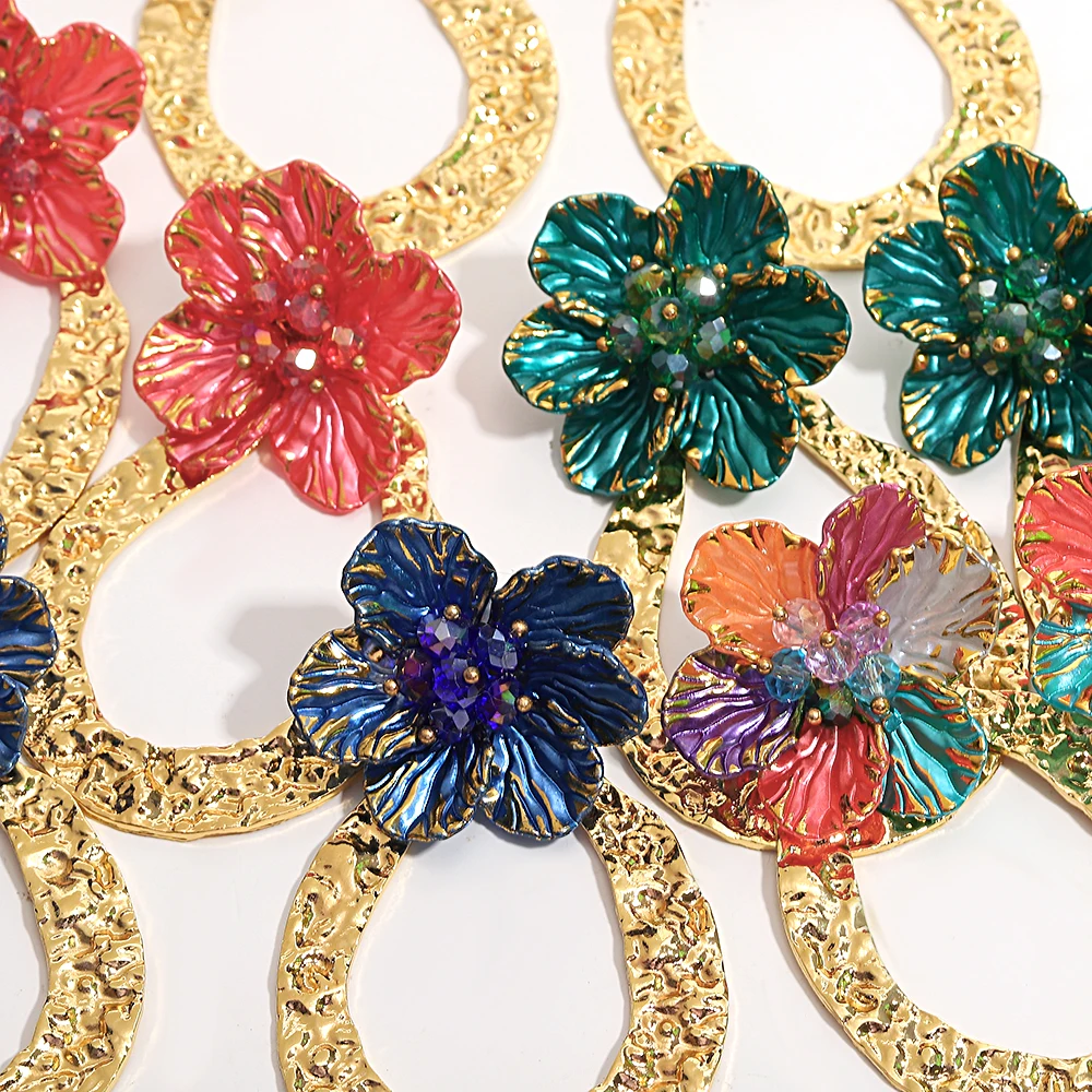 Модные Красочные Висячие серьги Lifefontier в форме капли цветка для женщин милые