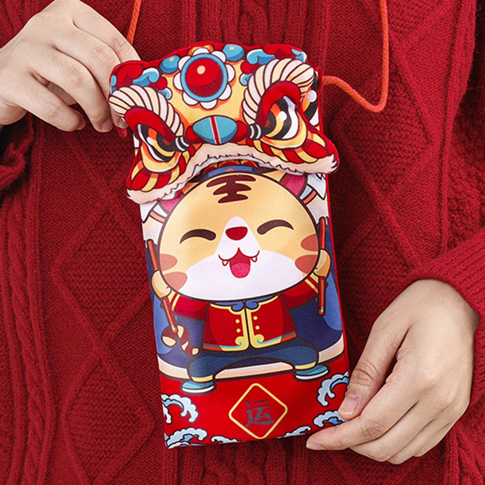 

2022 китайский новый год HongBao Весенний фестиваль красные конверты тканевая сумка для денег милый тигр счастливый красный пакет новогодние ув...