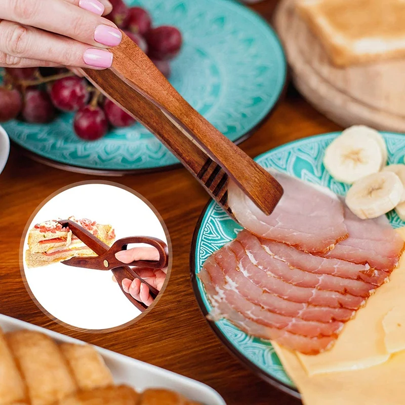 Качественные 2 упаковки щипцы-тостеры многоразовые деревянные кухонные щипцы