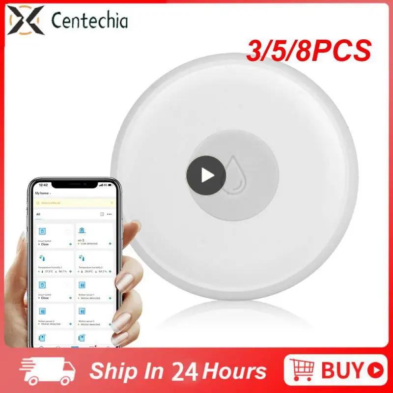 

3/5/8PCS Water Leak Alert Detection Water Level Detector Zigbee Wireless Flood Detector Mini Smart Water Leak Sensor