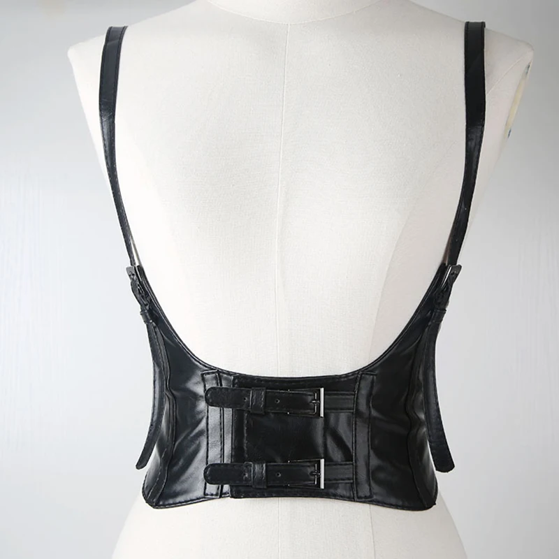 

Vintage Elastic Wide Waist Belt Corset Faux Leather Vest Cincher With Buckle Cummerbunds Adjustable Waist Belt All Match Fashion