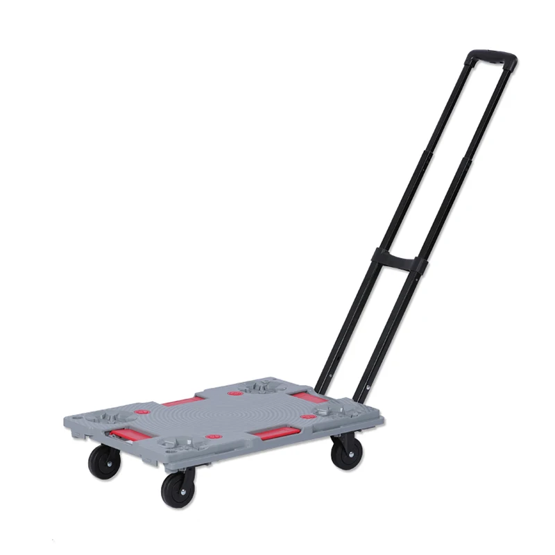

Handiness Collapsible Portable Shopping Cart Trolley Four-wheeled Luggage Barrow Plastic Trolley Carts