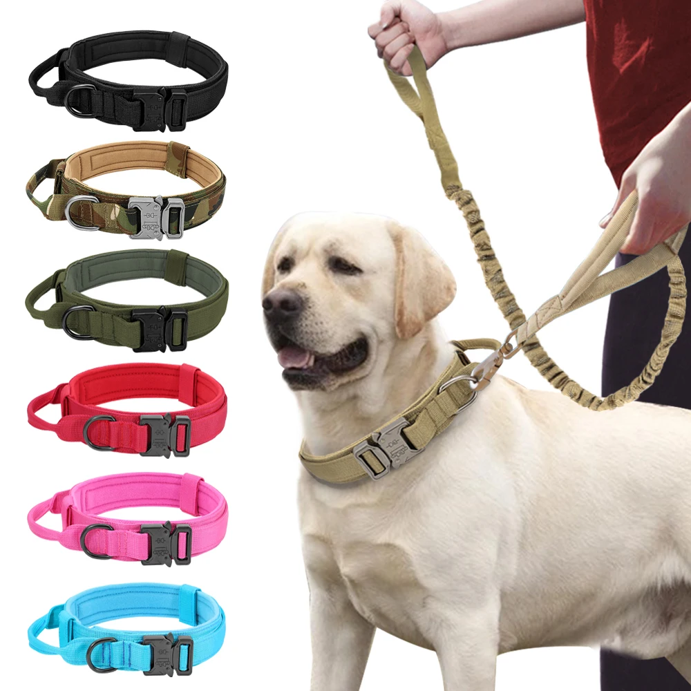 

Collar Walking Dogs Large Collar Training For Tactical Military German Set Dog Durable Pet Leash Bungee Nylon Shepard Medium