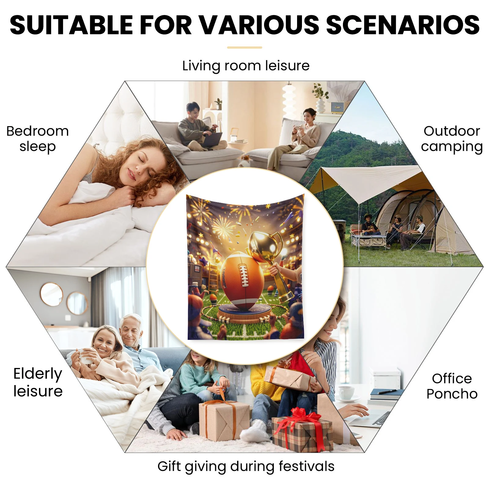 Кашемировое одеяло &quotФутбольный трофей и супер чаша&quot