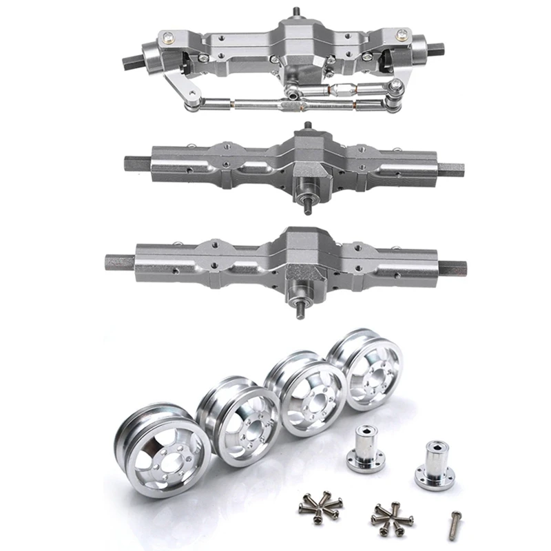 

1 Set Upgrade Front/ Rear/ Bridge Axle Part Set Truck RC Car Parts & 1 Set Upgrade Shock-Proof Wheel Hub Rim