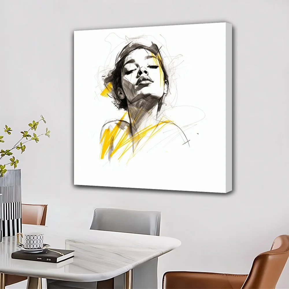 Portrait Of A Woman Decor Framed Gallery Canvas Painting Colorful Vase Antique For Home Decoration