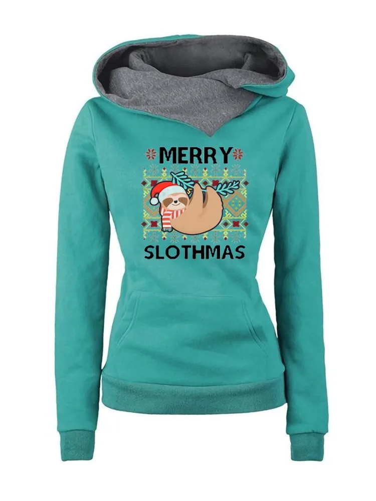 

Vintage Hoodies Sweatshirts Women Autumn Winter Fashion Long Sleeve Warm Pullovers Casual Christmas Hooded Tops Femme