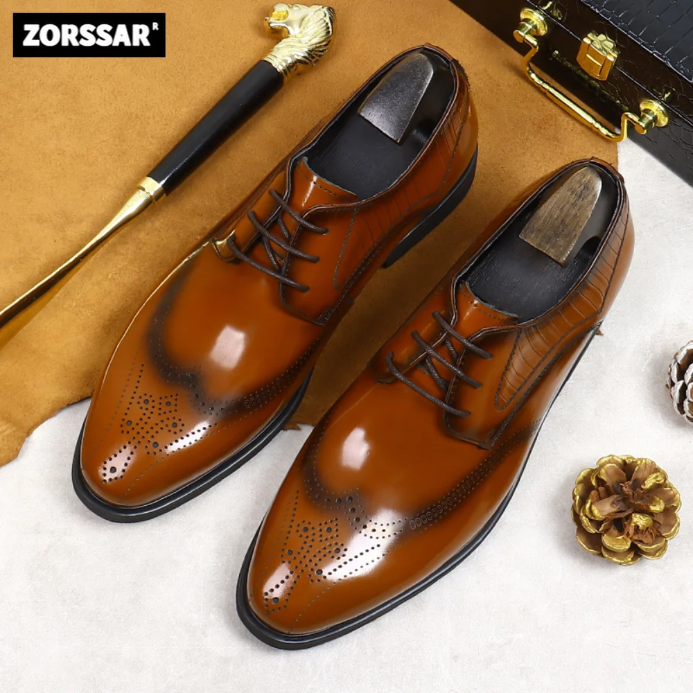 

High Quality Business Formal Leather Shoes Mens Casual Dress Shoes Classic Italian Formal Oxford Elegant Shoes Men Office Shoes