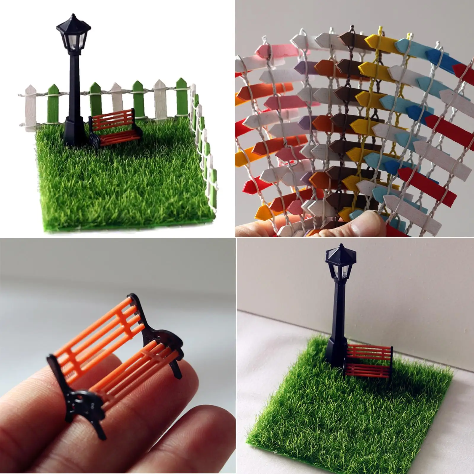 

Outdoor Garden Green Lawn Garden Bench 1/12 Dollhouse Ornament Micro Landscape Patio Creative Furniture Set Accessory