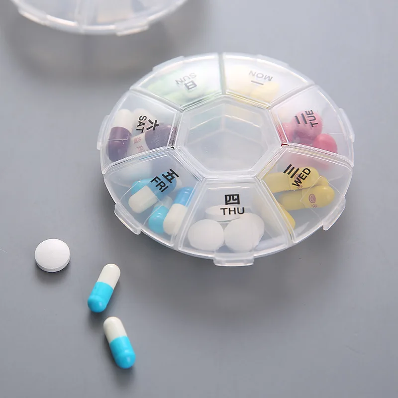 7 ячеек, портативный контейнер для еженедельных таблеток, контейнер для таблеток, мини-органайзер для лекарств, диспенсер для таблеток Splitters