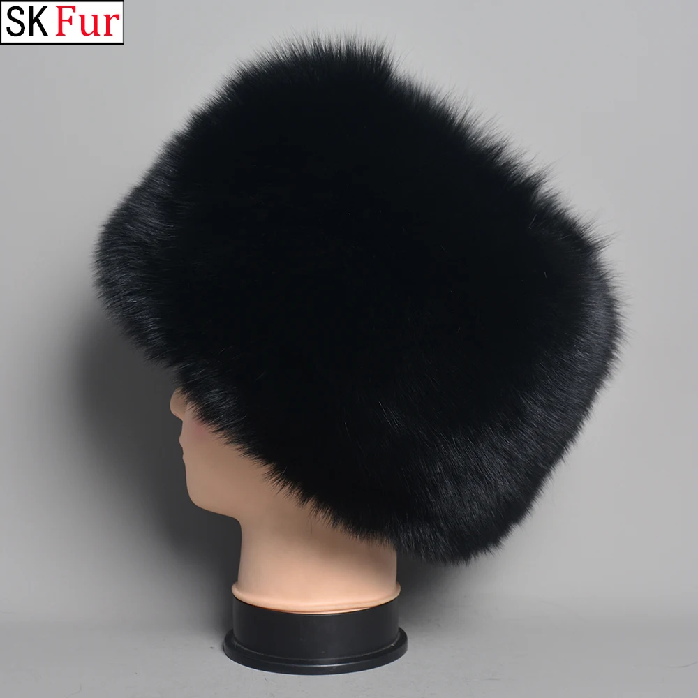 New Style Brand Natural Fox Fur Beanies Women Winter Warm Fluffy Popular Russian Style Female Round Cap Fashion Real Fur Hats