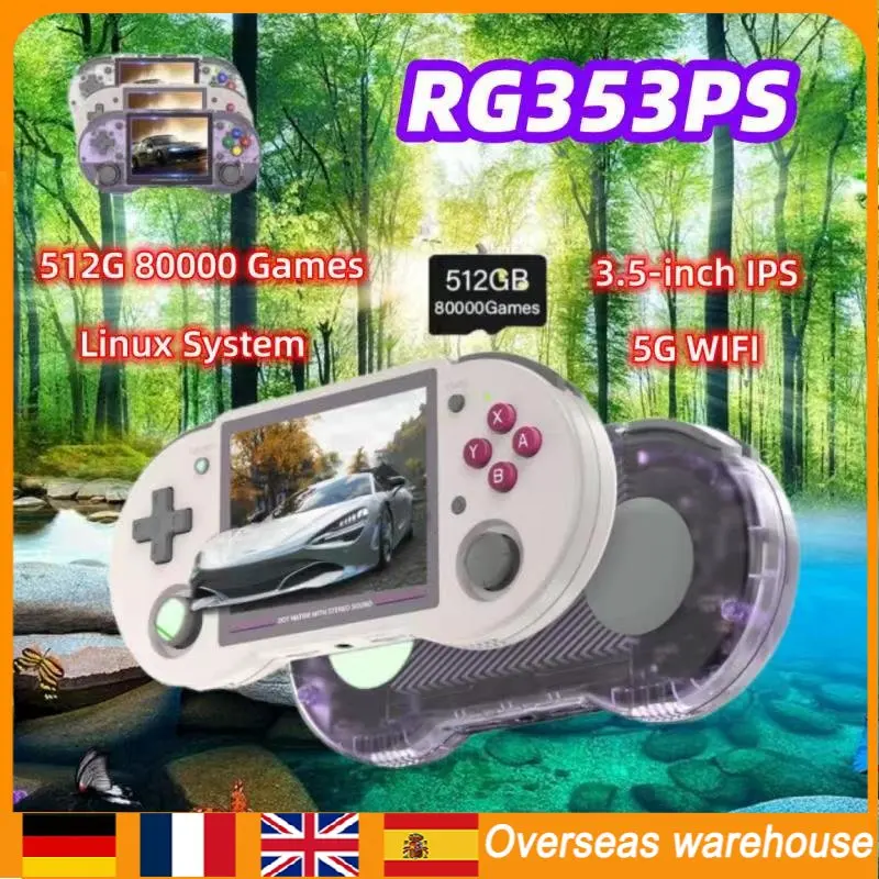 

Новинка 512G ANBERNIC RG353PS портативная игра Console64 Bit 2,4G/5G Wifi операционная система Linux 3,5 "IPS HDMI Совместимость 2,4G/5G Wifi 80000 + игры