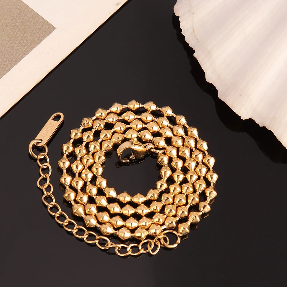 Ожерелья из нержавеющей стали 316 для женщин ожерелье с длинными бусинами цепочка