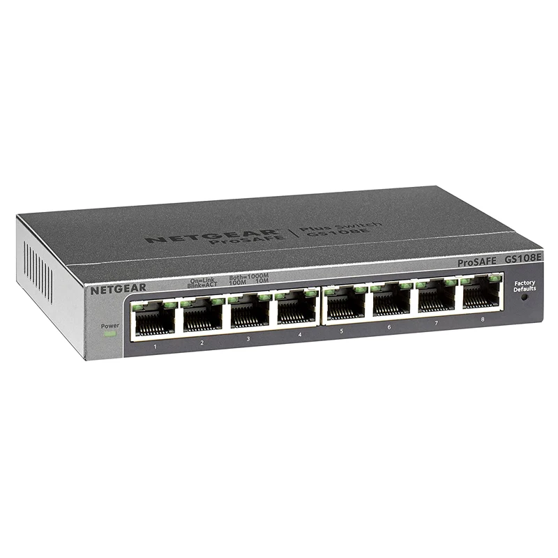 

NETGEAR GS108E ProSafe 8-Port Gigabit Ethernet Smart Managed Plus Switches Series, VLAN, QoS, IGMP