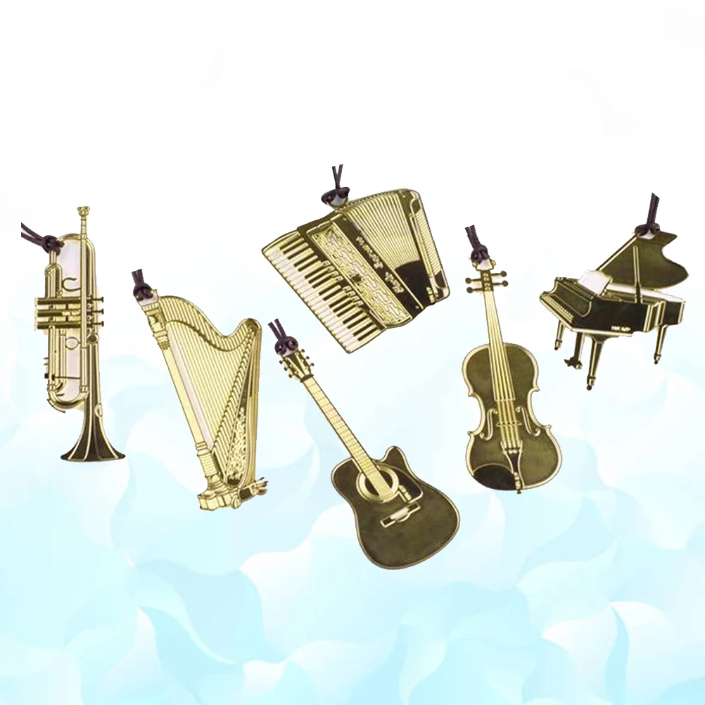 

6 Pcs Musical Instrument Book Markers Creative Bookmarks Gifts Metal Fine Brass Vintage