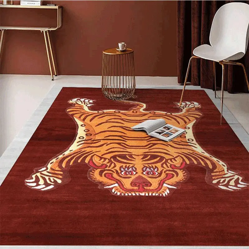

Cute Cartoon Carpet Imitation Tiger Skin Pattern Morandi White Yellow Pink Green Living Room Bedroom Bedside Rug Floor Mat Tapis
