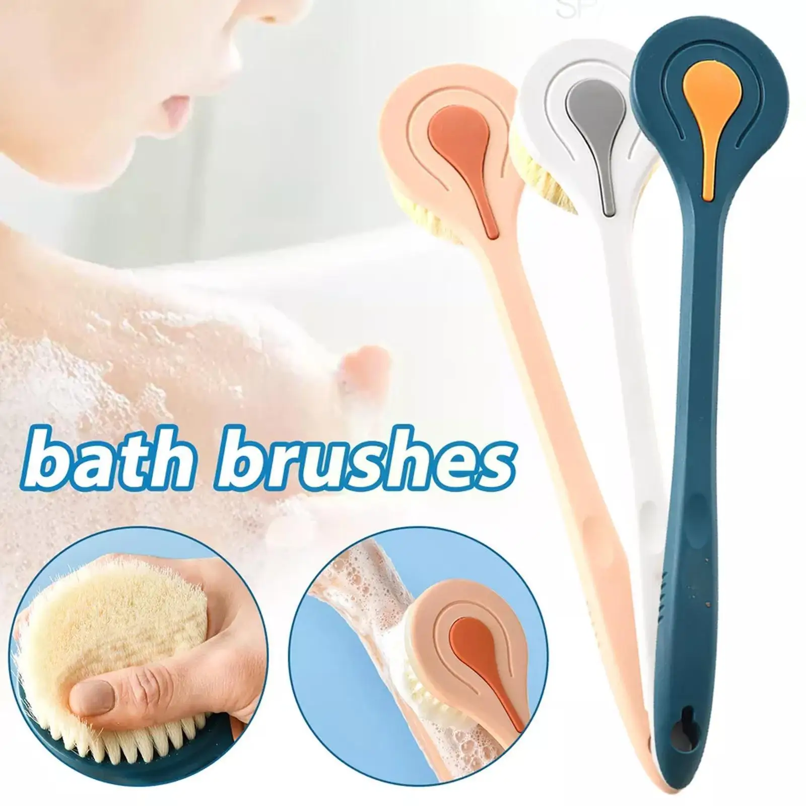 

1pc Bath Brush Long Handle Soft Hair Bath Brush Back Body Bathroom Back Brushes Ball Brush Scrub Brush Brush Mud Massage A0E7