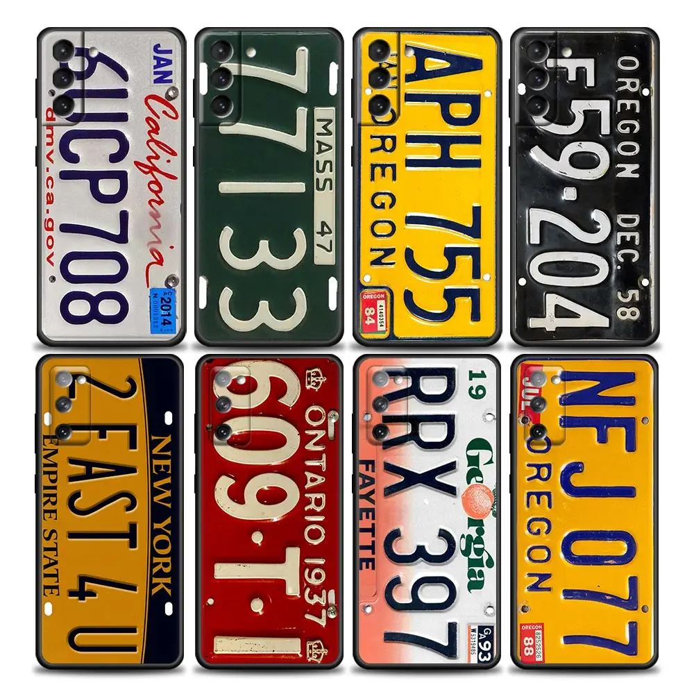 Винтажный чехол для телефона в стиле ретро с номерным знаком Samsung Galaxy S24 S23 S22 S21 S20