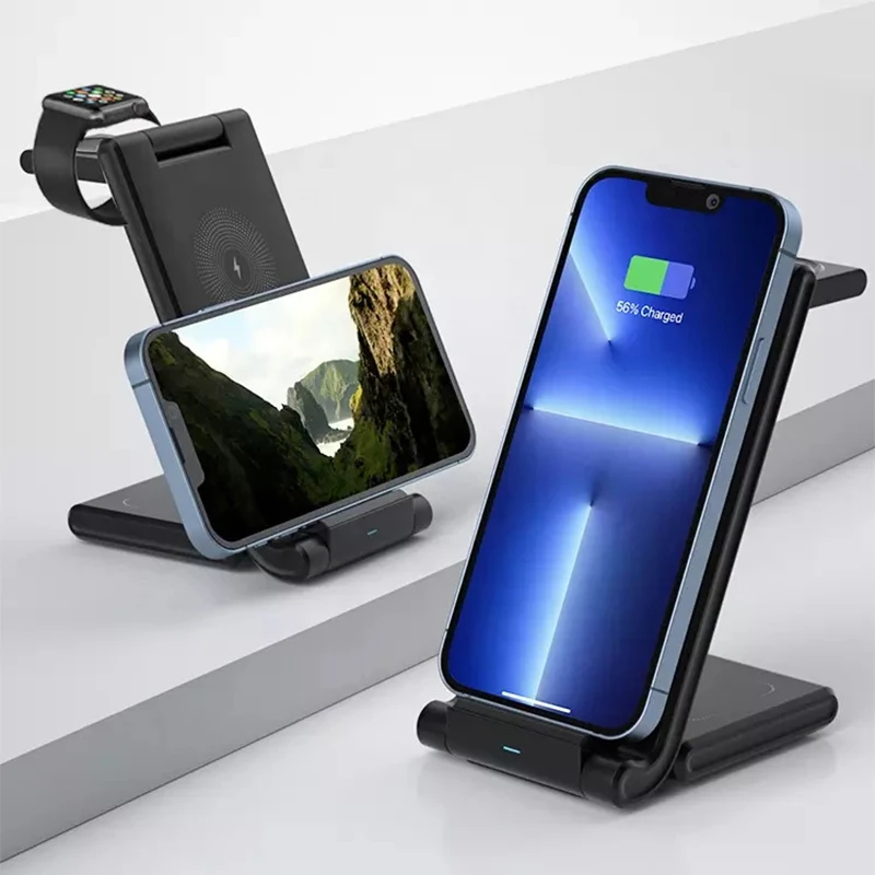 

For IPhone and Apple Watch 3 in 1 Wireless Charger Stand Station For IPhone 13 12 11 Pro Max Clock 30W Travel Wireless Chargers