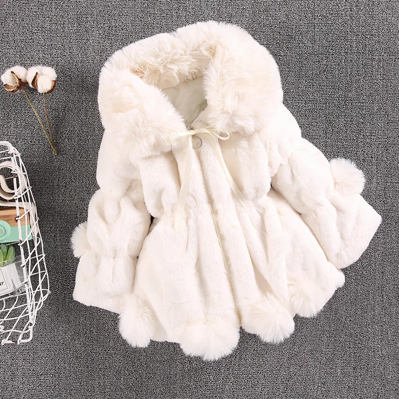 

Korean version Children's wear 2022 Winter Hairy Clothes Girls Imitate Fur Big Fur collar Thickening cotton clip coat Girls coat