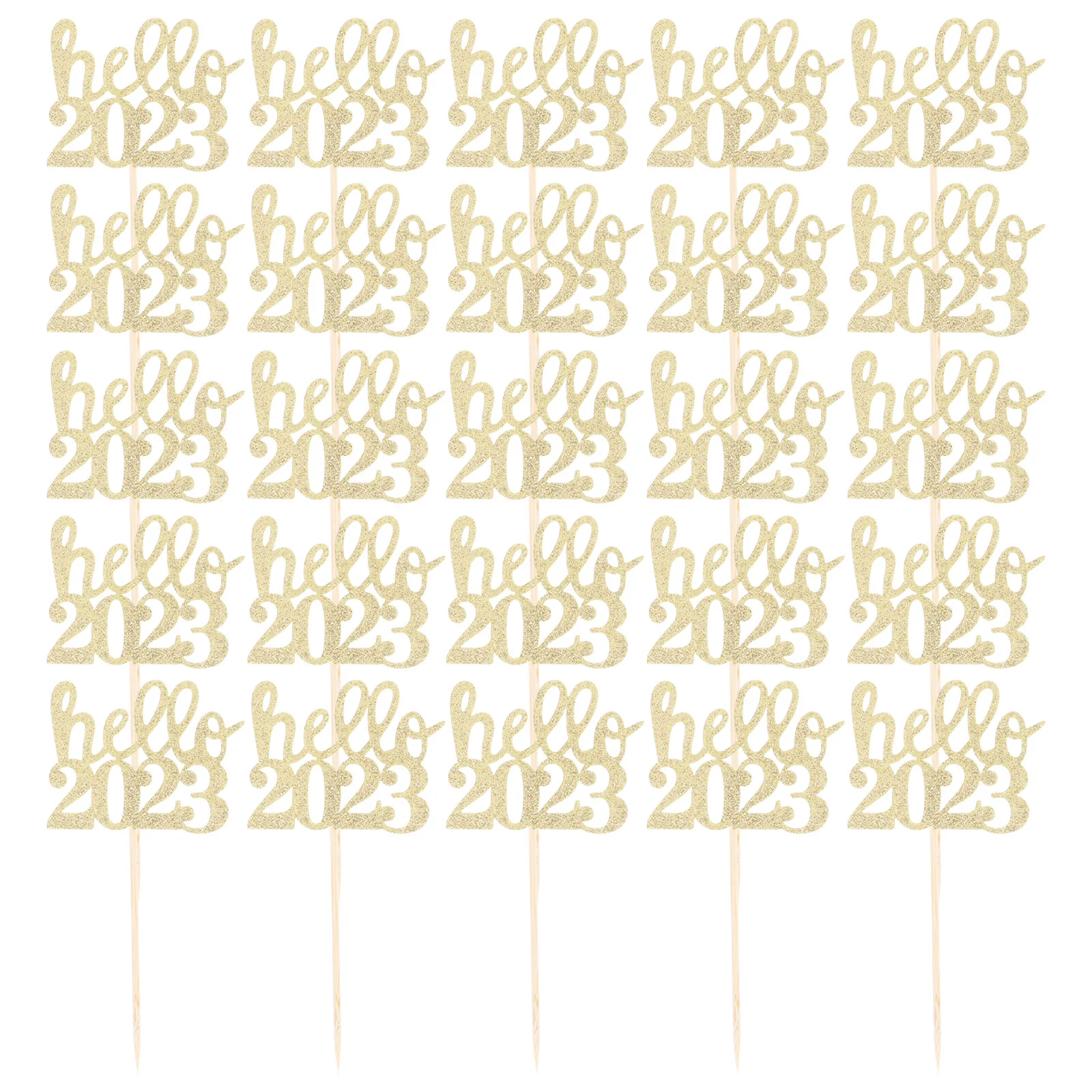 

Cake New Year Cupcake Toppers Party Birthday Inserted Happy Picks Decorationdecorations Topper Glitter Supplies Years Decorative