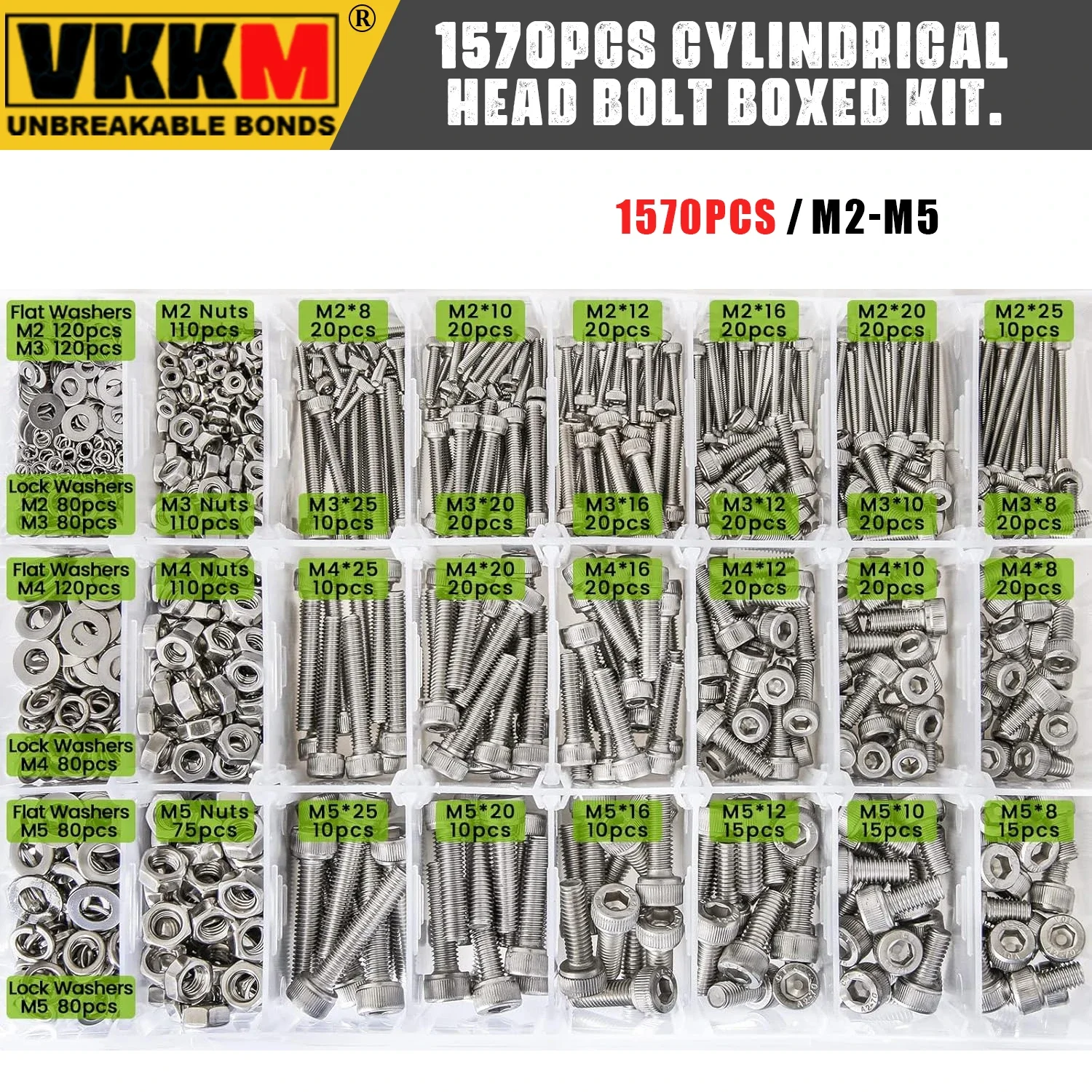 Набор для сортировки метрических болтов гайки и шайбы блокировочные 1570 шт. Фреза