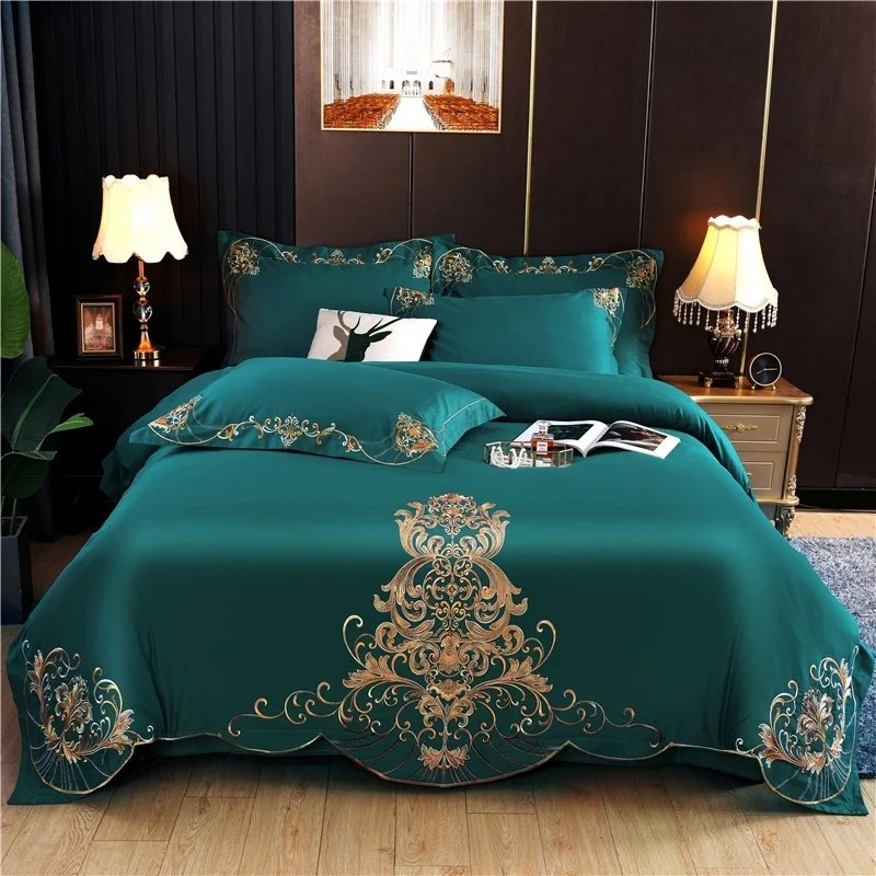 

Double Queen King 4Pcs Embroidery Chic Boho Comforter Cover set Premium Cotton Soft Bedding Set Duvet cover Bed Sheet Pillowcase