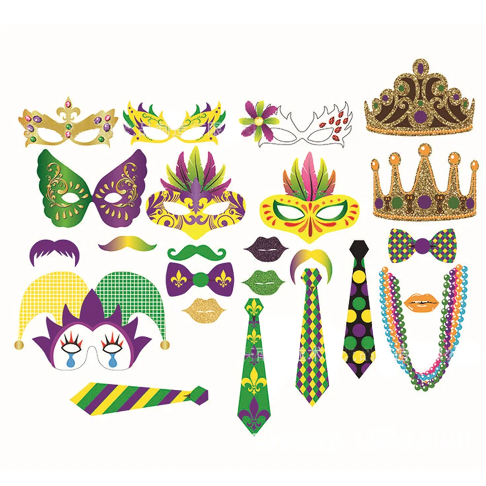 

24 Colorful Photo Booth Props Party Decoration Photobooth Dress-Up Accessories
