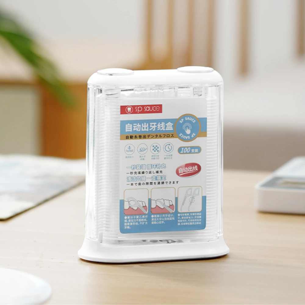 

JAPAN 100pcs Dental Floss with Automatic Box Hotel Home Teeth Sticks Portable Oral Care Dental Tool Toothpick Dental Flosser