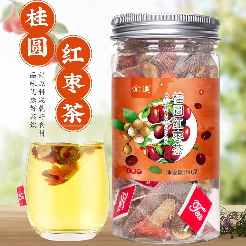 

Longan Medlar Red Jujube Tea Triangle Bag Bottled 50g 10 Small Bags of Flowers and Plants Health Tea Gift No Teapot