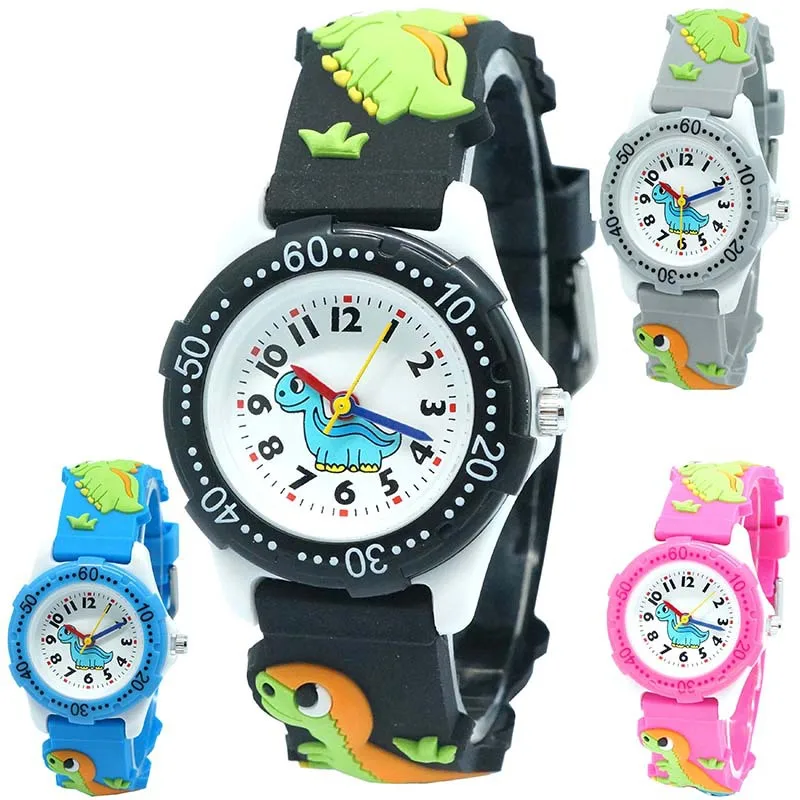 

New Arrival High Quality 3D Silicone Strap Dinosaur Design Children Quartz Watch Kids Girl Boys Students Relogio Kol Saati