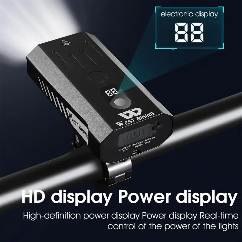 Фсветильник велосипедный светодиодный водонепроницаемый 1200 лм зарядка через USB |