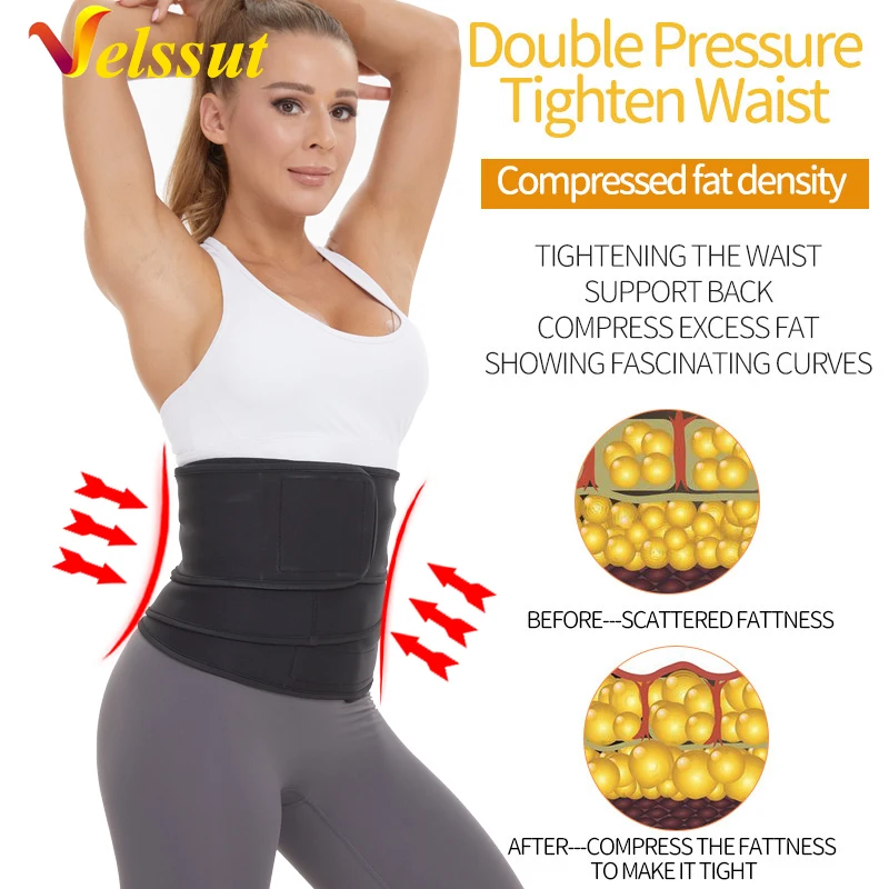 Velssut Waist Trainer Slimming Wrap Body Shaper Workout Neoprene Fitness Belt Sauna Sweat Weight Loss Trimmer Corset Shapers