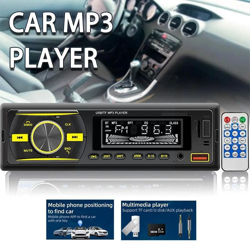 

Car MP3 player Digital Bluetooth FM radio Stereo audio function control input USB AUX remote charging wireless with band LE E6E7