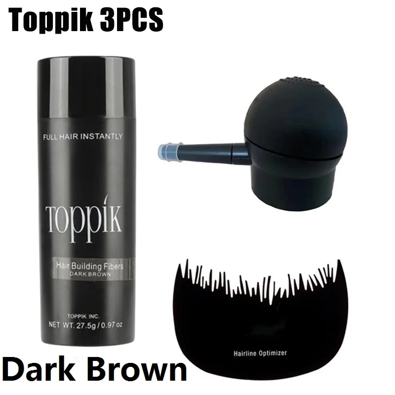 

3pcs Toppik Hair Fibers Keratin Thickening Spray Hair Growth Powder Wig Regrowth For Woman Man Hair Building Fibers Loss Product