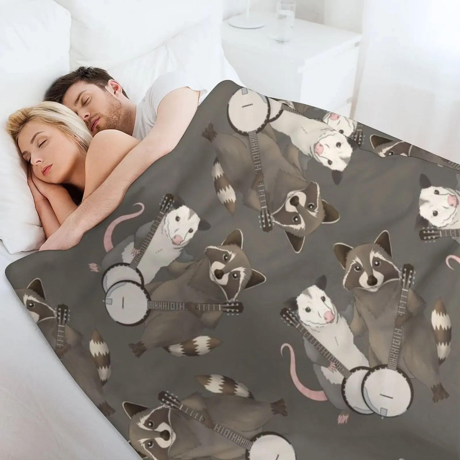 Одеяло Опоссум и енот с банзе Роскошное дизайнерское дорожное одеяло Роскошные