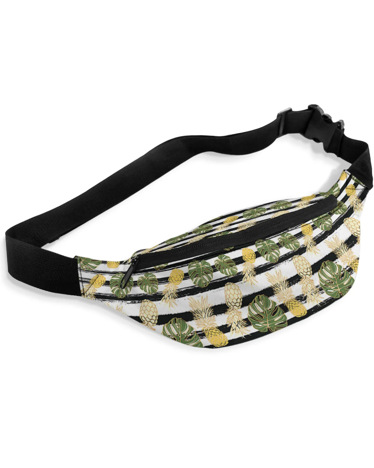 

Tropical Plants Pineapple Stripes Waist Packs for Women Waterproof Outdoor Sports Waist Bag Unisex Crossbody Shoulder Bag