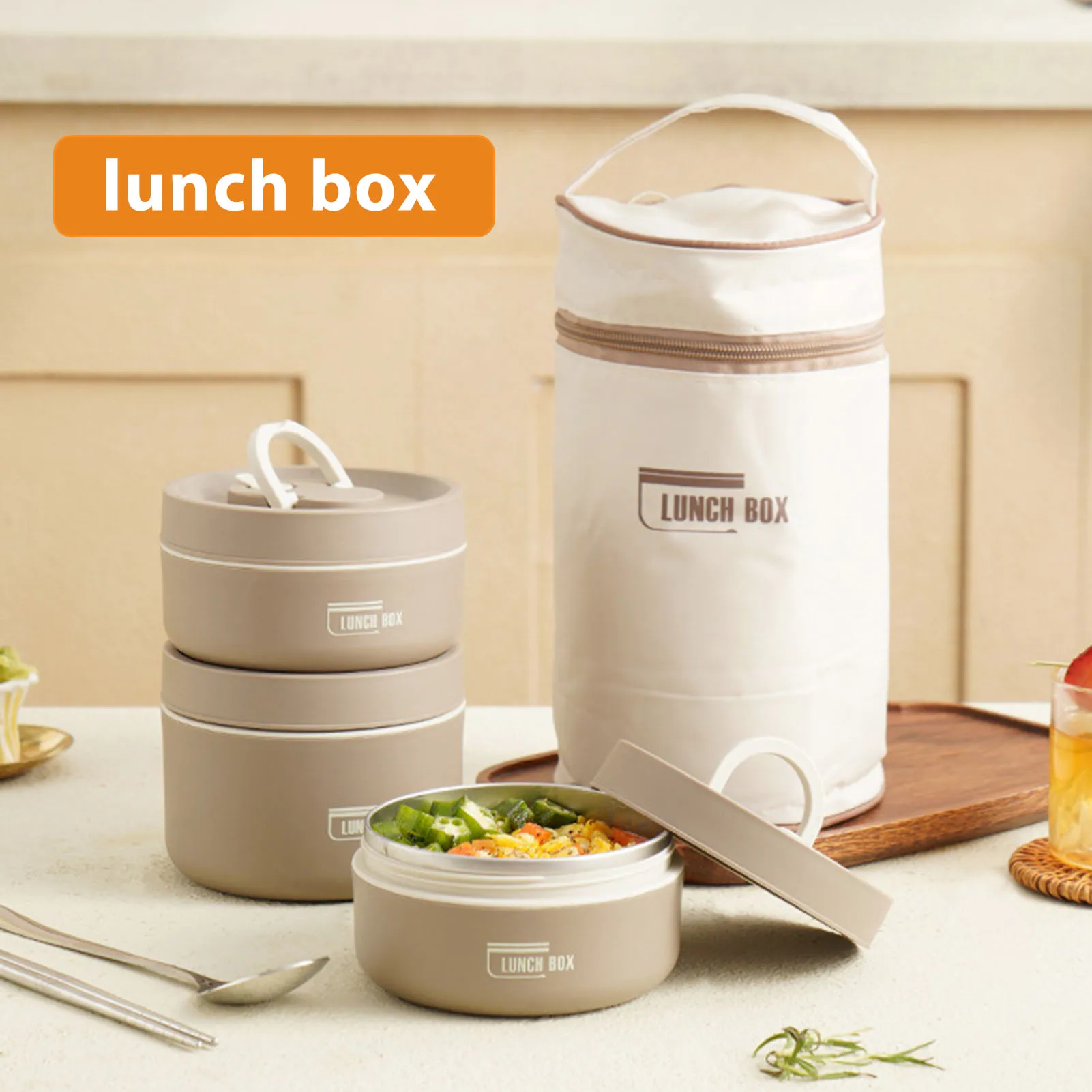 

Portable Insulated Lunch Container Set Multi-Layer Combination Family Picnic Lunch Box Stackable Bento Stainless Steel Container
