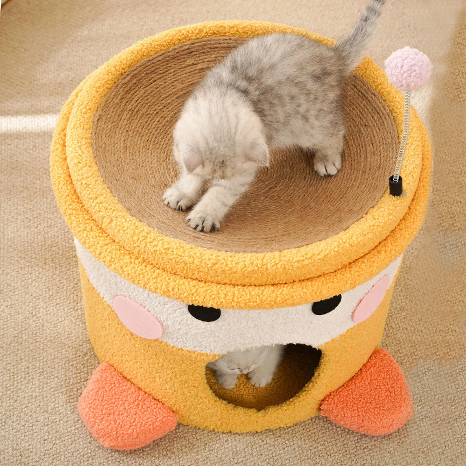 Когтеточка для кошек домик мультяшный стиль бочки прочный противоизносный