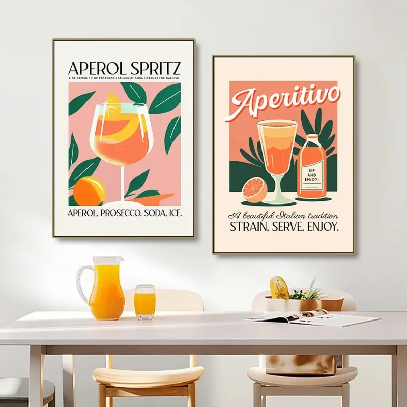 Ретро Коктейльные Напитки С Принтом На Холсте-негарни Дакири Мохито