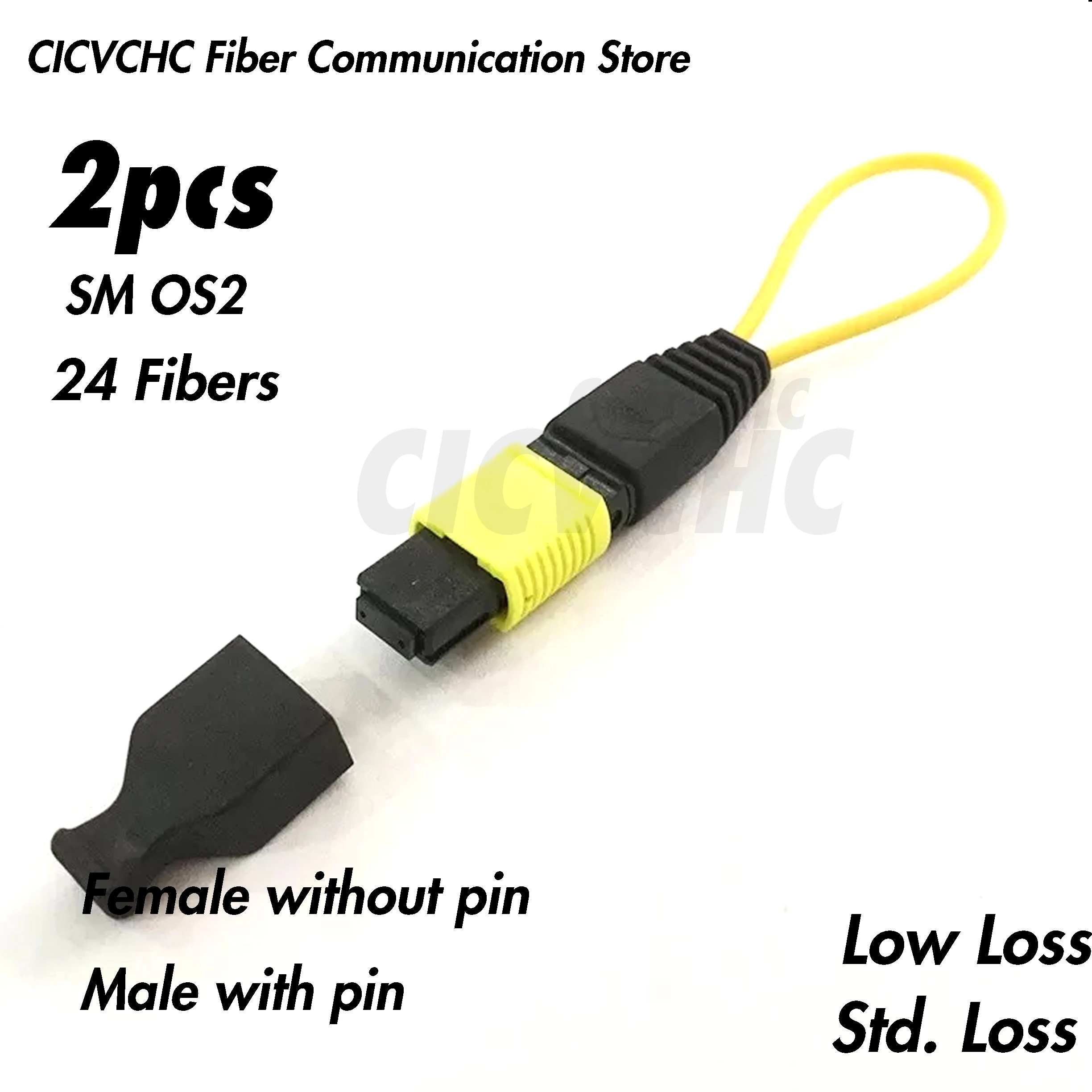 2pcs 24 Fibers MPO/APC Loopback Single mode OS2 with Elite or Standard Loss Pull Type
