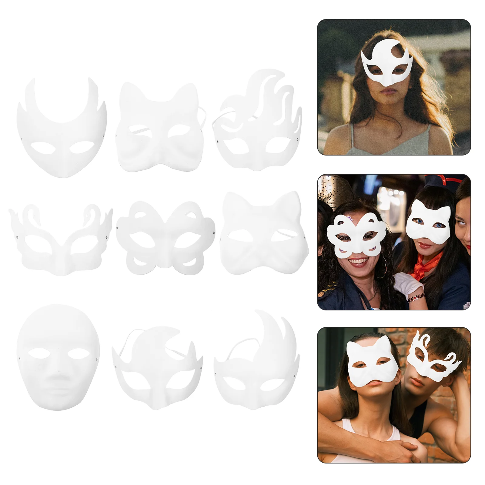 

Blank Masquerade Masks DIY Plain Decorative Halloween Supplies Paintable Full Face Prop
