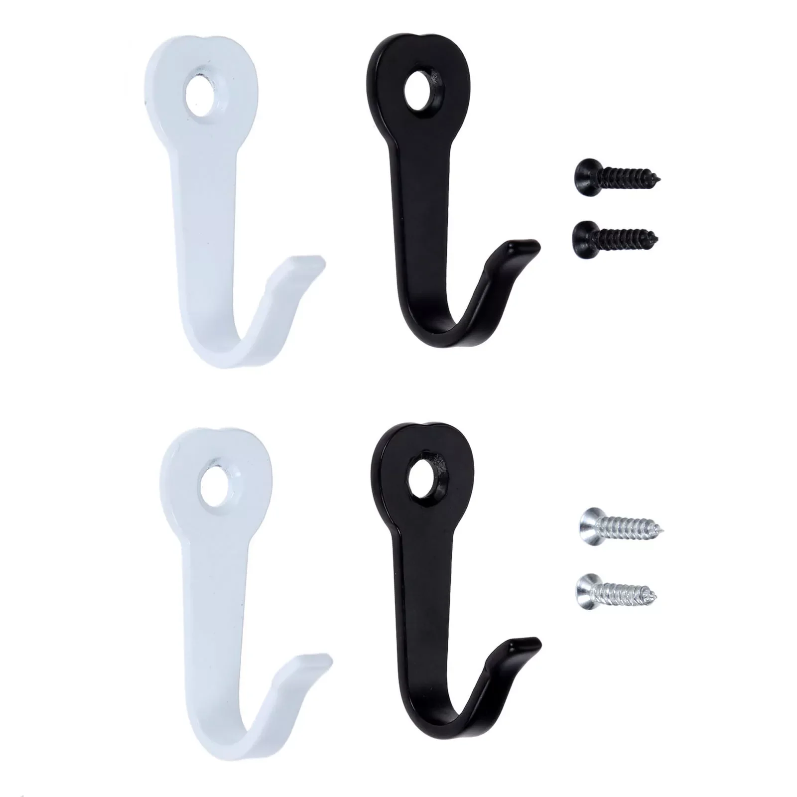 

5pcs Hooks Mini Alloy Hangers w/screws Wall Mounted Hanging Rustic Keys Coat Bag Hat Handbag Bathroom Kitchen 40mm Black/White