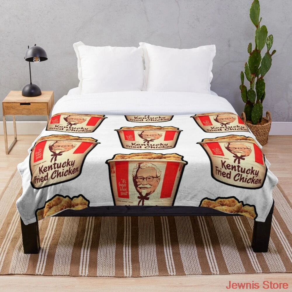 

Kentucky Fried Chicken Bucket Throw Blanket Quilt Bedding for Girls Children Adult Gift Bedroom Decor Size Variety for Styles.