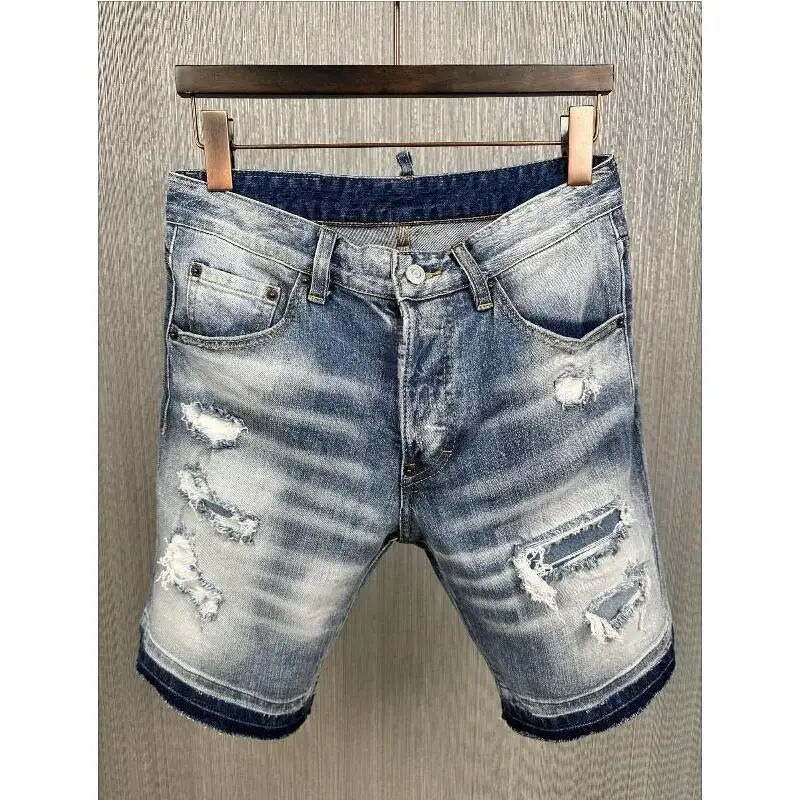 

Мужские Летние Стильные Новые популярные зауженные короткие джинсовые Модные повседневные джинсовые шорты с дырками